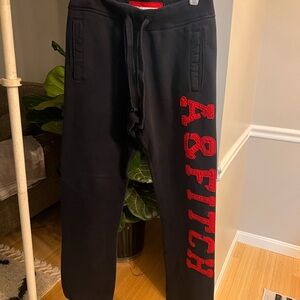 Abercrombie & Fitch Black Sweatpants with Red Logo